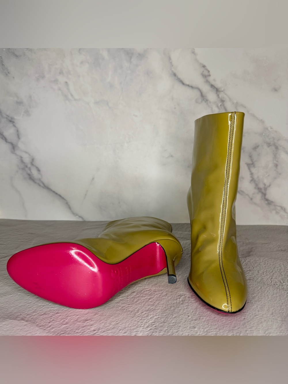 Dolce & Gabbana Olive Green Leather Ankle Boots Pink Sole EU 36 | Full Inclusion - Picture 4 of 10